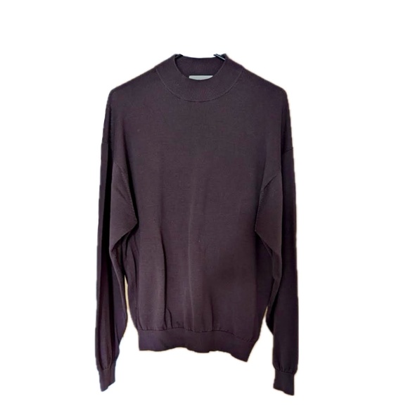 pronto uomo silk cotton blend brown mock turtleneck size large - Picture 1 of 4
